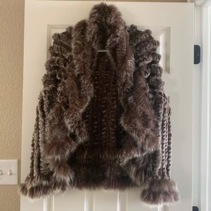 Neiman Marcus Raccoon Fur and Knit Shrug. NWOT